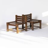 Set of 2 unique brutalist chairs from 'Elana' Bydgoszcz, Poland, 1970s