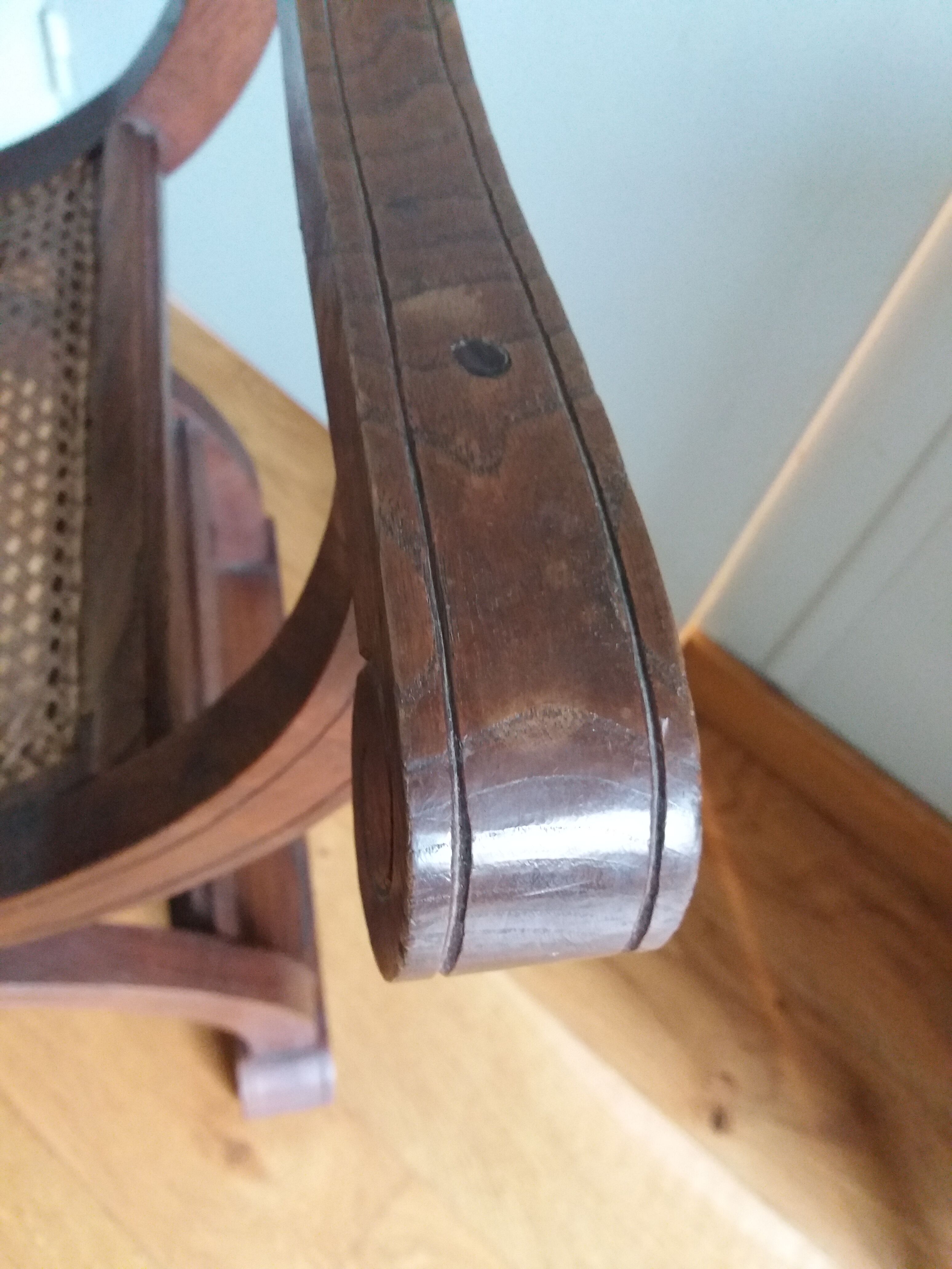 Armchair Curule Dagobert wood and rattan canning