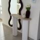 Travertine and wood console | white oak