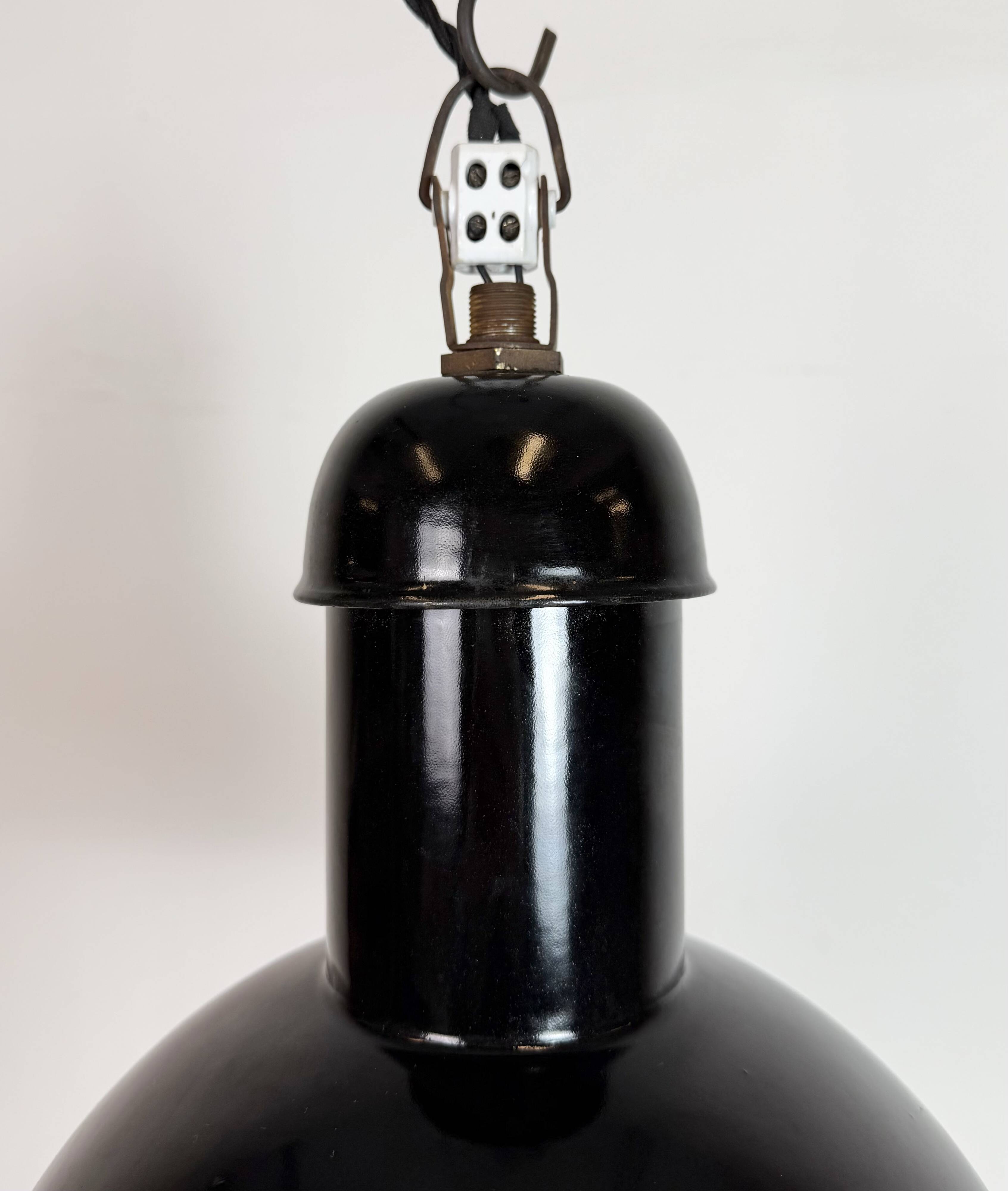 Black Enamel Industrial Pendant Lamp from AEG, 1930s