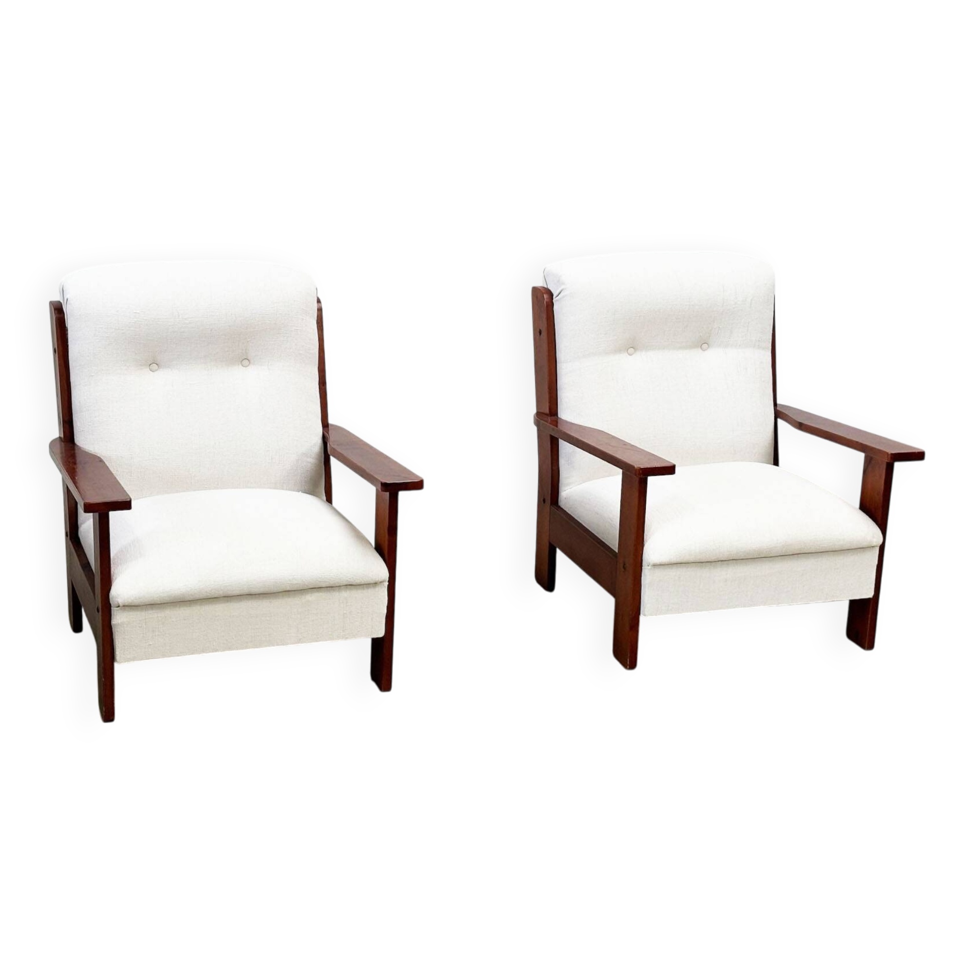 Ensemble de deux chaises longues brutalistes
