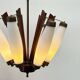 Lustre italien en teck et laiton