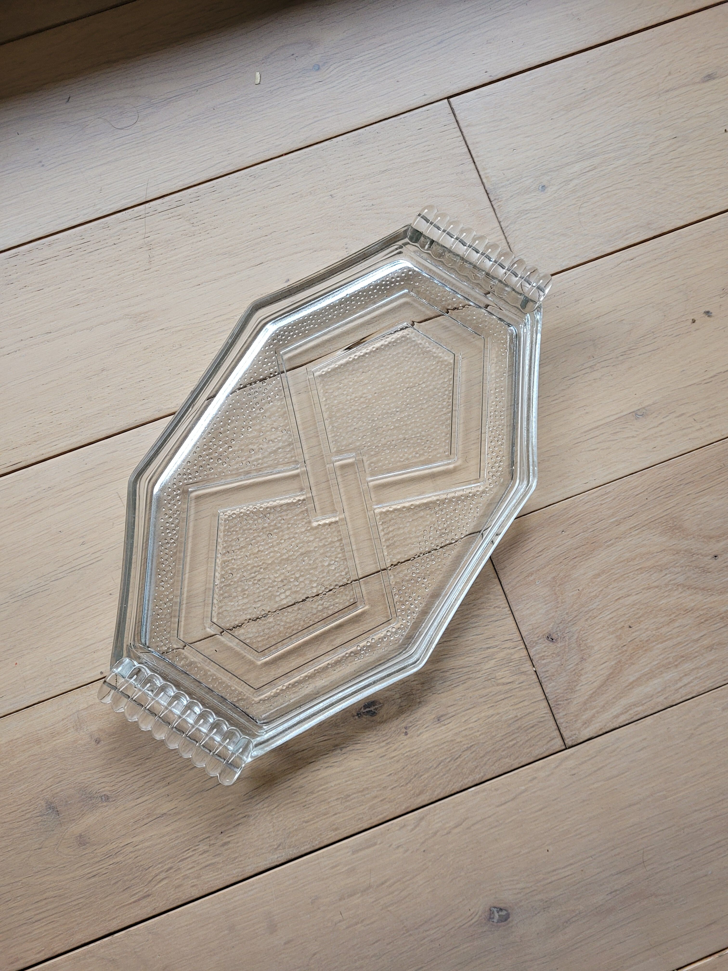 Plateau Art Déco en verre transparent