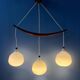 Teak wood and opaline glass chandelier 512 by Uno & Östen Kristiansson for Luxus, Sweden