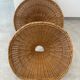 Pair of rattan and black metal armchairs, 1950s/60s