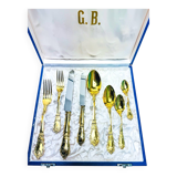 Prestige case for Odiot cutlery, solid silver and gold