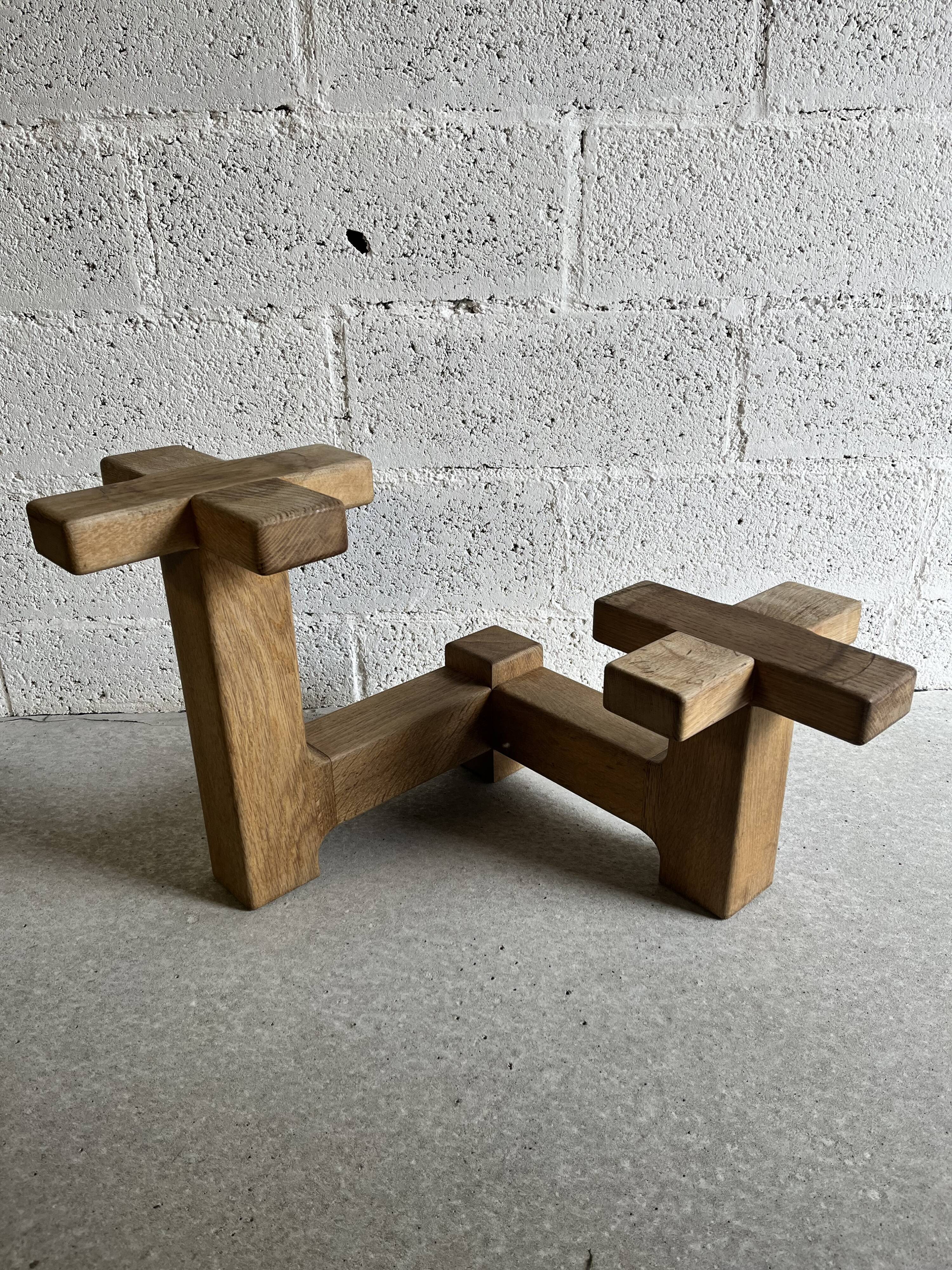 Display and plant holder in solid oak by Guillerme and Chambron for Votre Maison