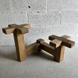 Display and plant holder in solid oak by Guillerme and Chambron for Votre Maison