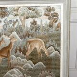 Important Indochinese silk embroidered hanging, Deer in the forest, circa 1940