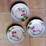 Set of 3 plates St. Amand & Hamage 1896 - 1952 iron earth hand-painted floral decoration