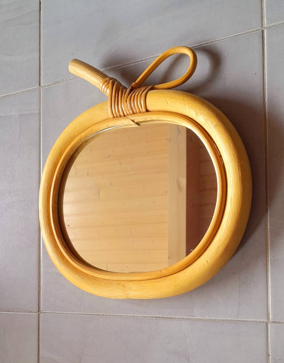 Rattan Apple Mirror