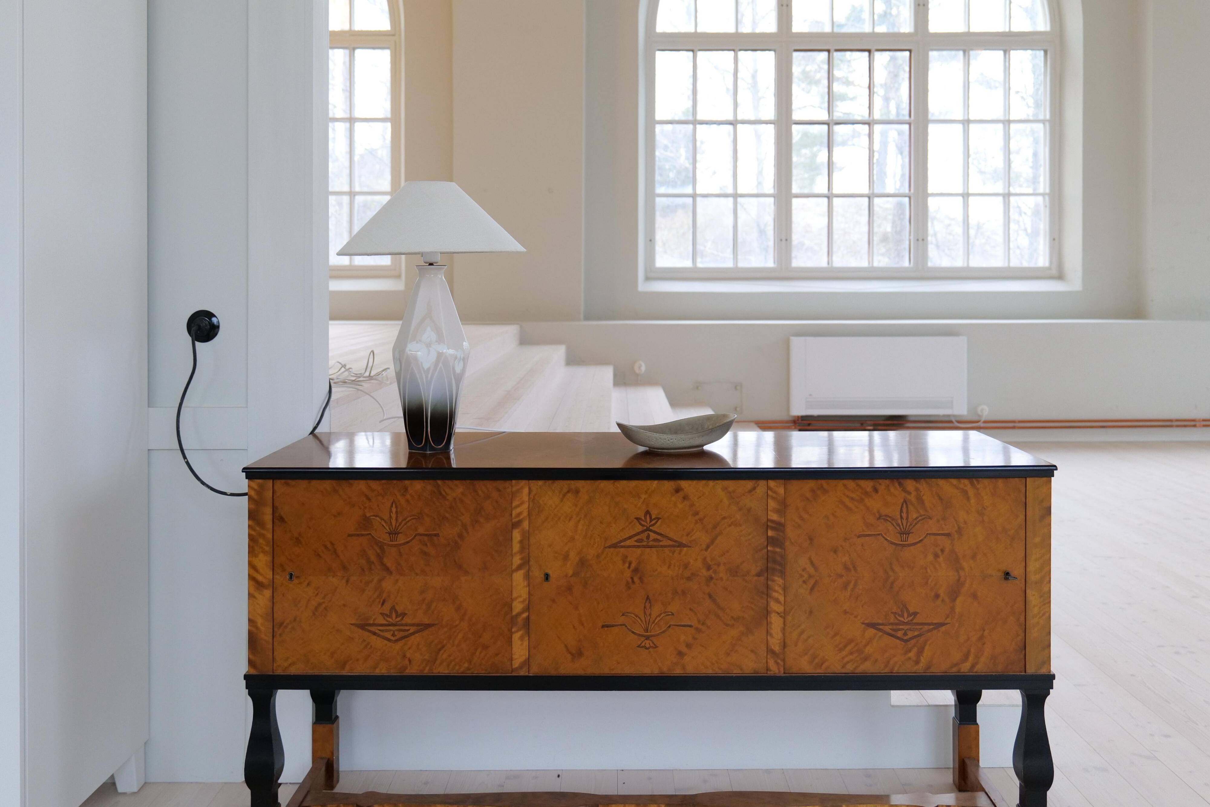 Art Nouveau ceramic table lamp Rörstrand Sweden, 1900