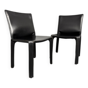 Paire de chaises Cab 412, cuir saddle, par Mario Bellini pour Cassina, Italie, années 1970.