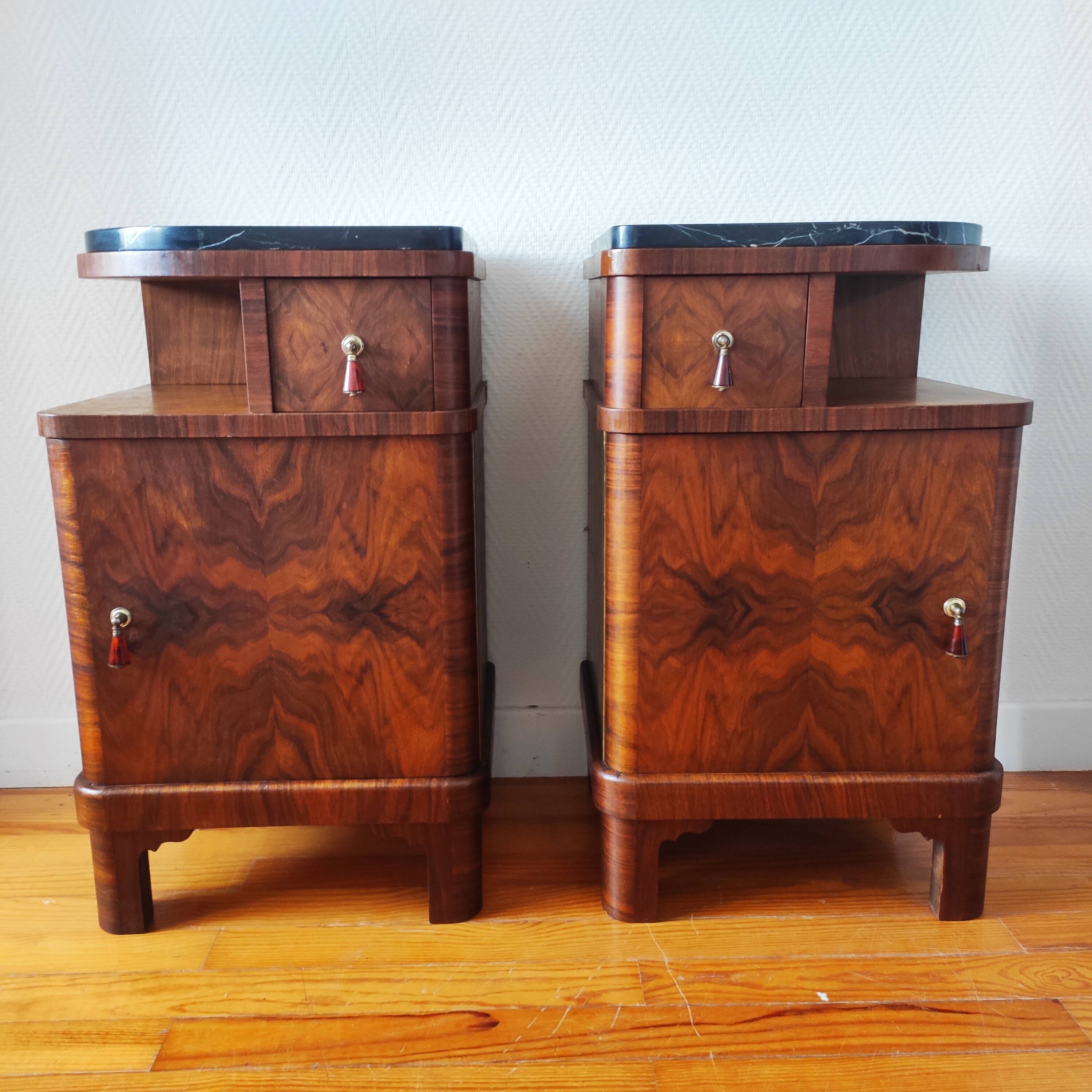Pair of art deco bedside tables