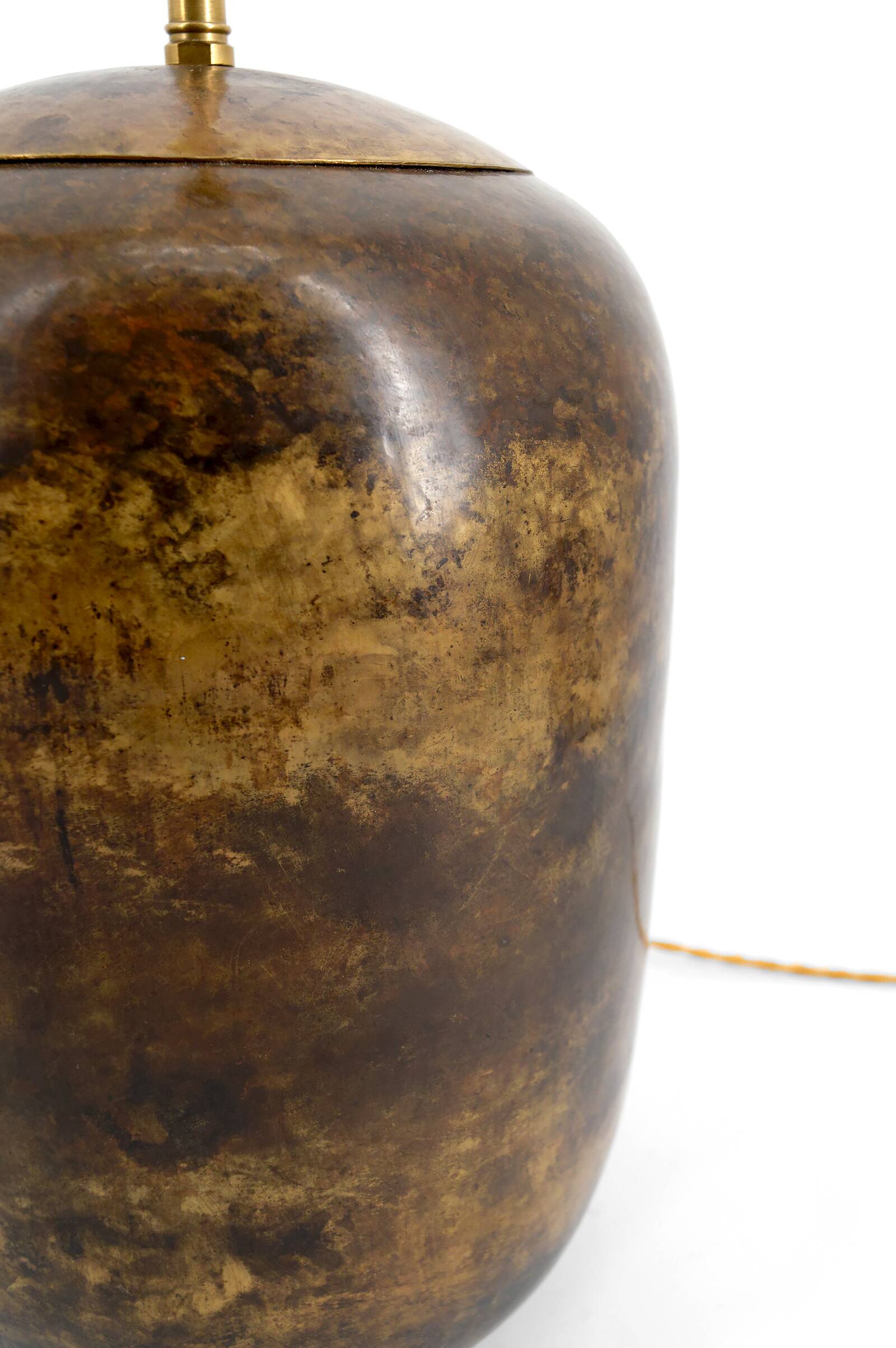 Art Deco modernist lamp in patinated brass, circa 1930.
