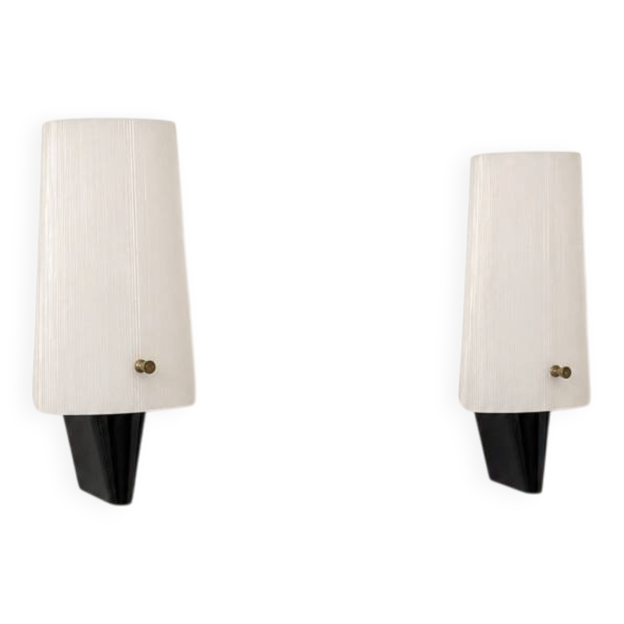 Pair of vintage wall sconces, black ABS and perspex, France, 1970.