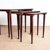 Three Danish nesting tables in rosewood by Mobelintersia 1960.