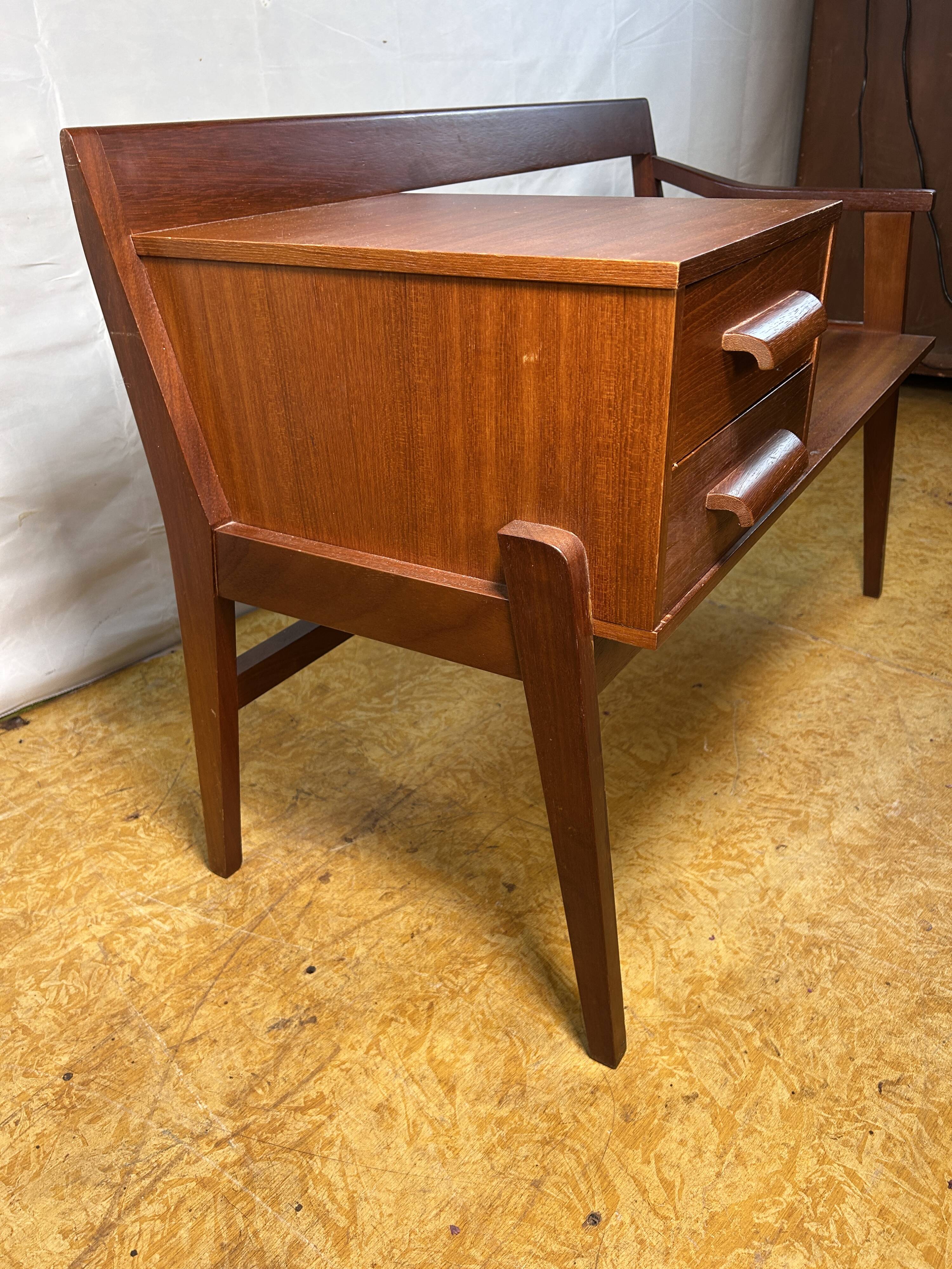 Mid-Century Retro Vintage Teak Telephone Seat by Chippy Heath 1960