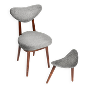Vintage mid-century grey velvet heart-shaped chair, Europe, 1960s.