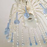 Suspension style Murano en cristal de Bohême et pampilles bleues