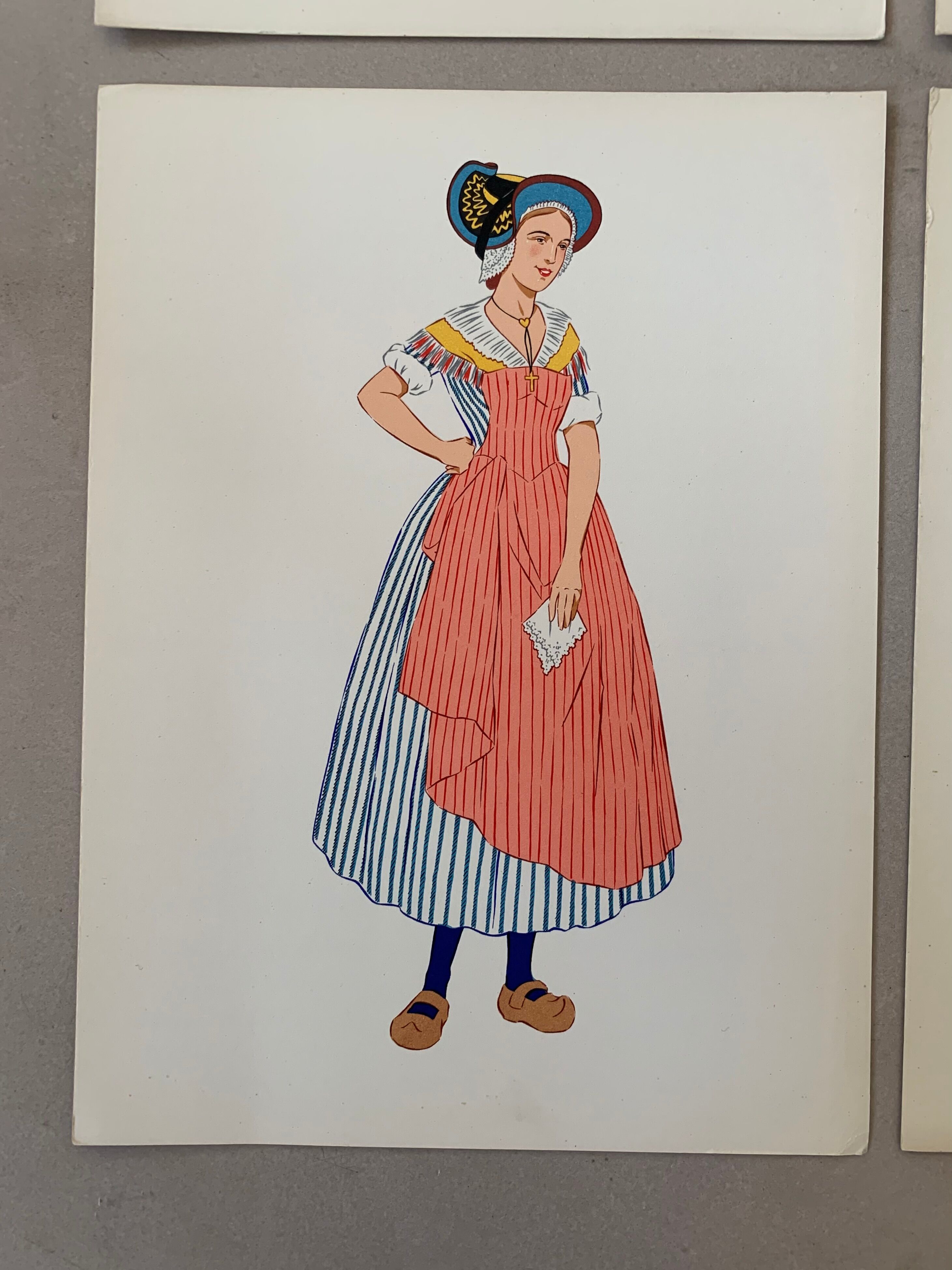 Lithograph national costumes - the Alsatian