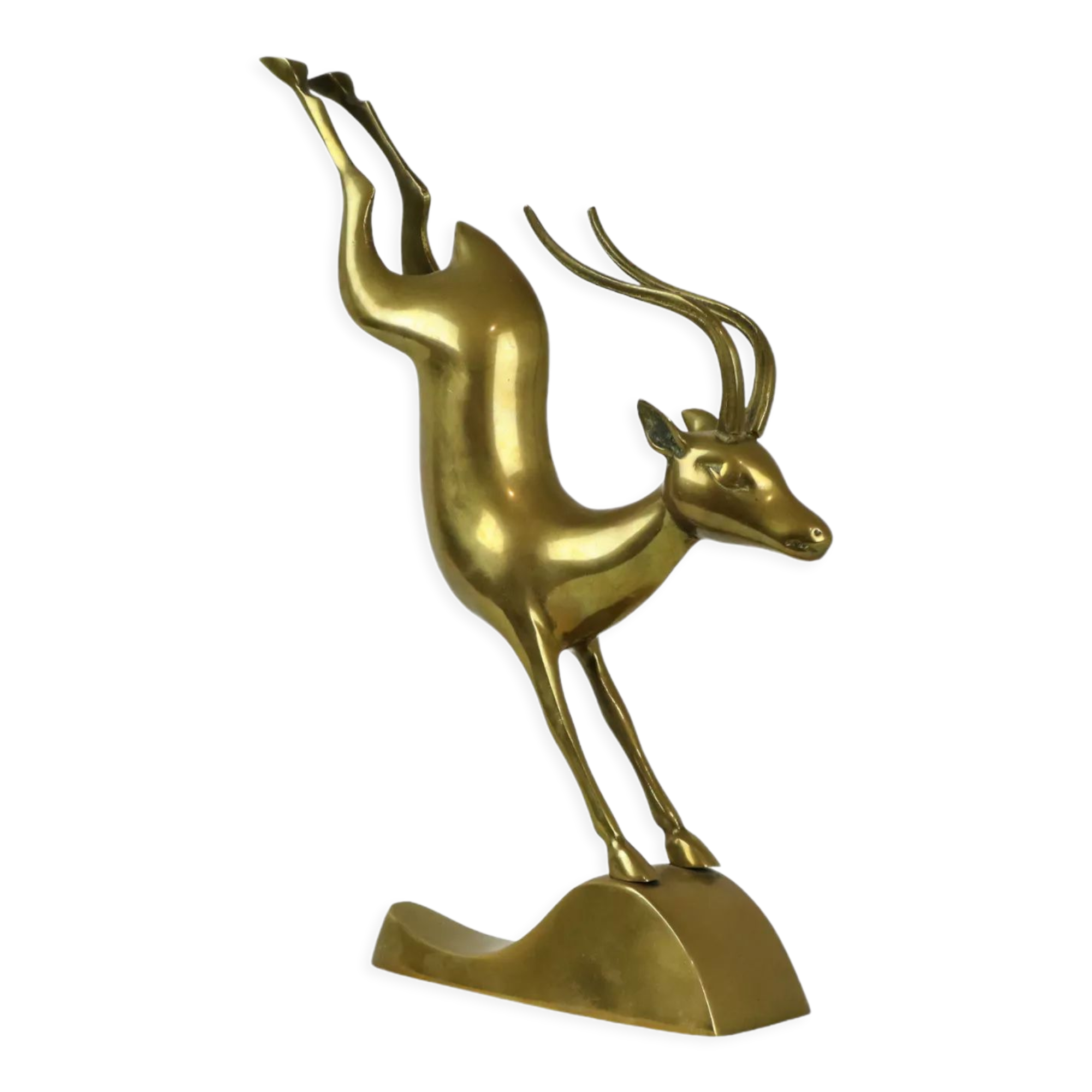 Vintage gazelle antelope brass copper statue sculpture deer 32cm
