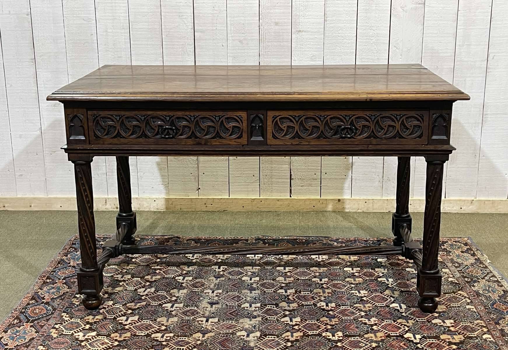 Late 19th century Gothic style oak desk