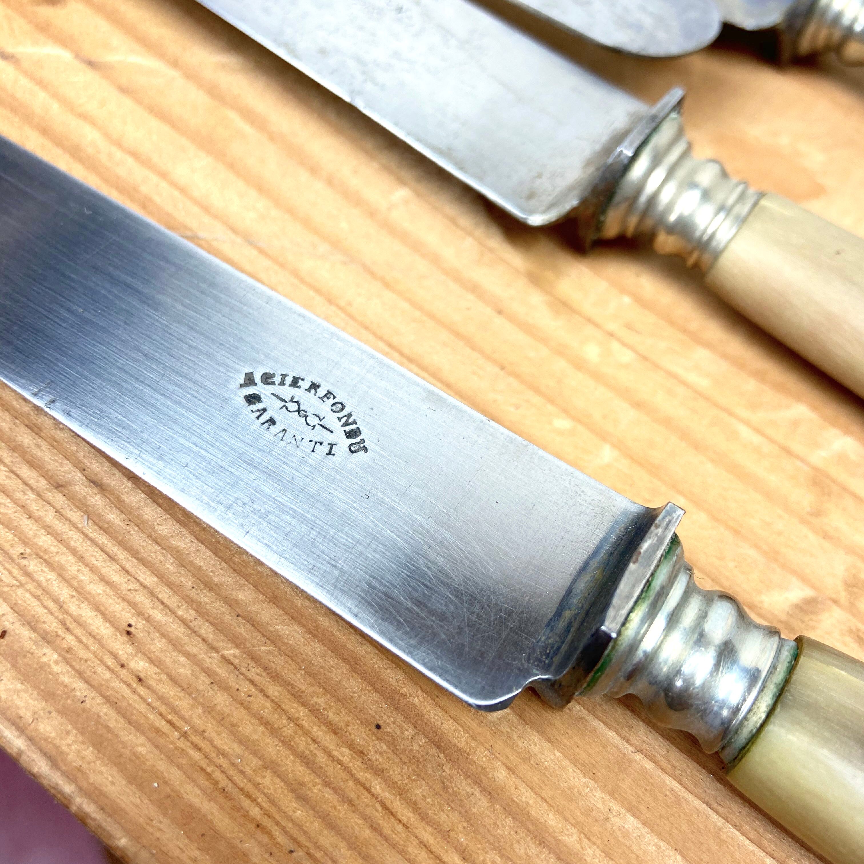 Service Of 12 Table Knives - Blonde Horn Handle