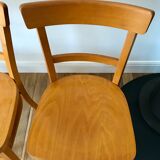 set of 4 Thonet bistro chairs in curved wood honey Mid-Century 50s