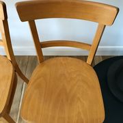 set of 4 Thonet bistro chairs in curved wood honey Mid-Century 50s