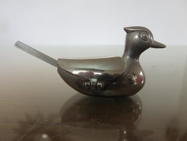 Salt, pepper "duck" silver metal 70s