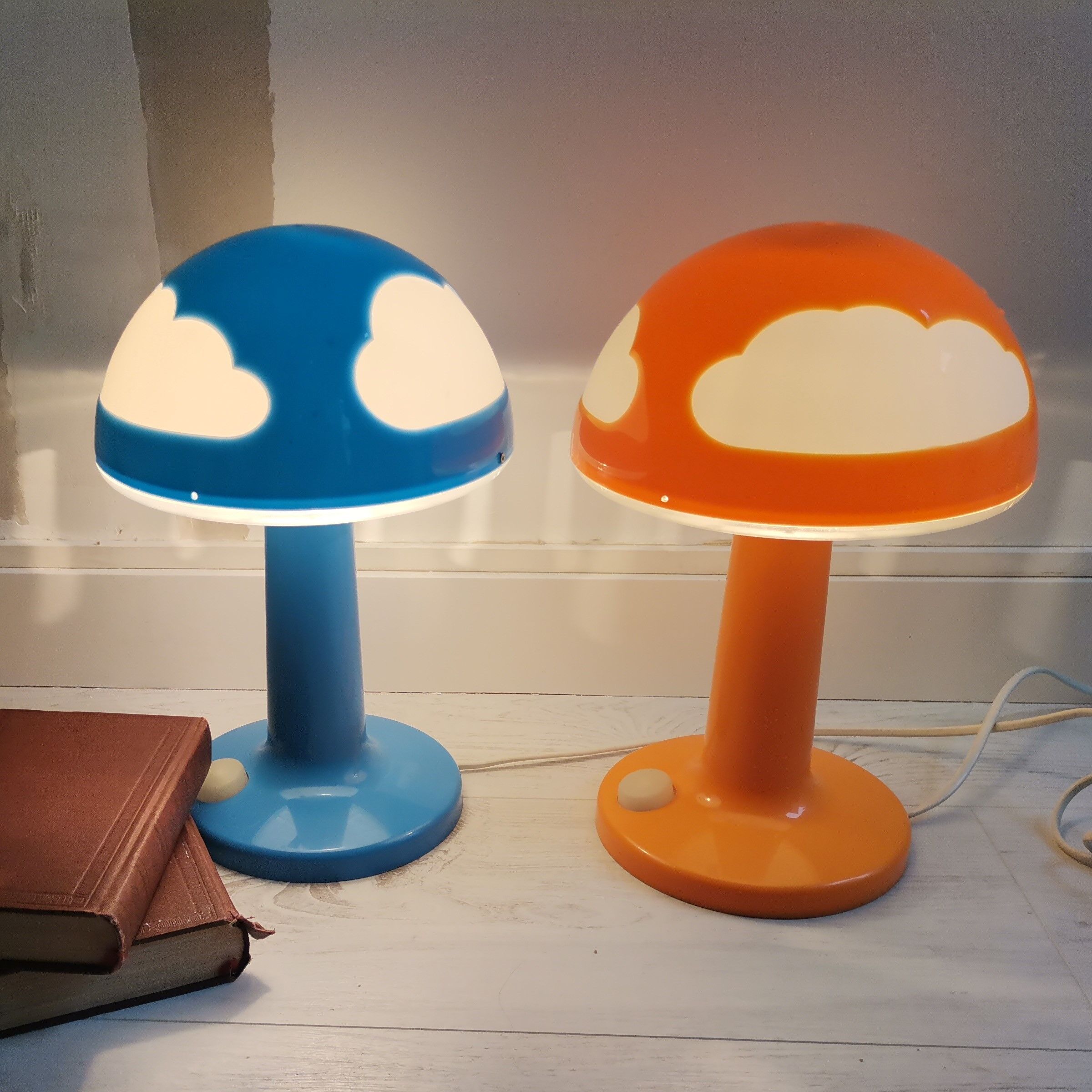Pair cloud mushroom Skojig lamps by Henrik Preutz for IKEA