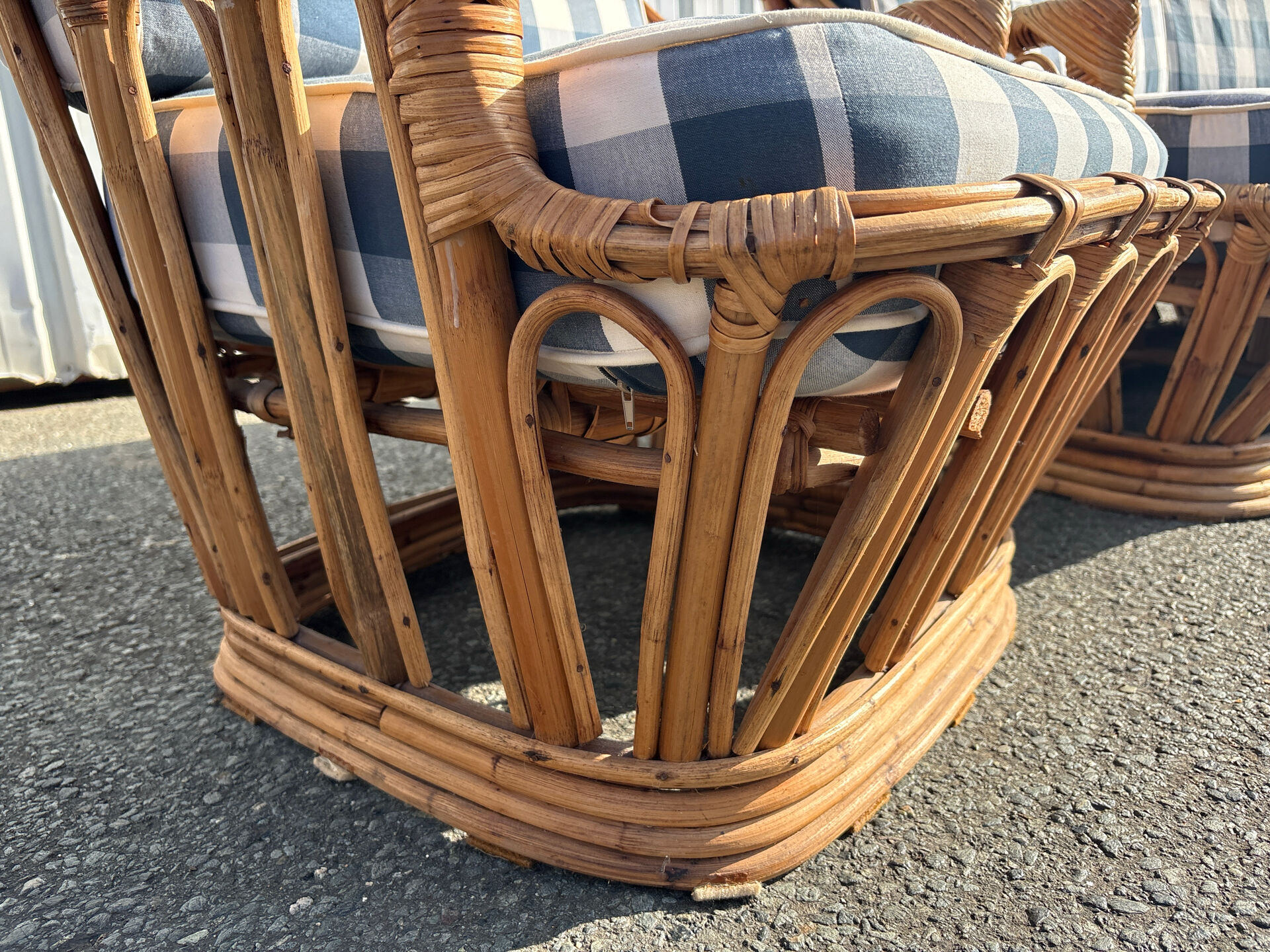 Vintage rattan lounge – sofa and two armchairs – 1960s/70s