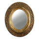 French Baroque style oval mirror in gilded wood with floral decorations