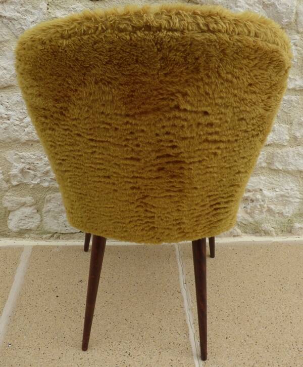 1950s compass foot sheepskin chair covered in sheepskin fabric
