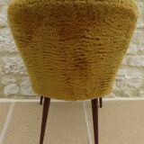 1950s compass foot sheepskin chair covered in sheepskin fabric