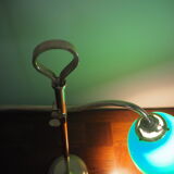 Lampe à poser de bureau en laiton col de cygne opaline verte