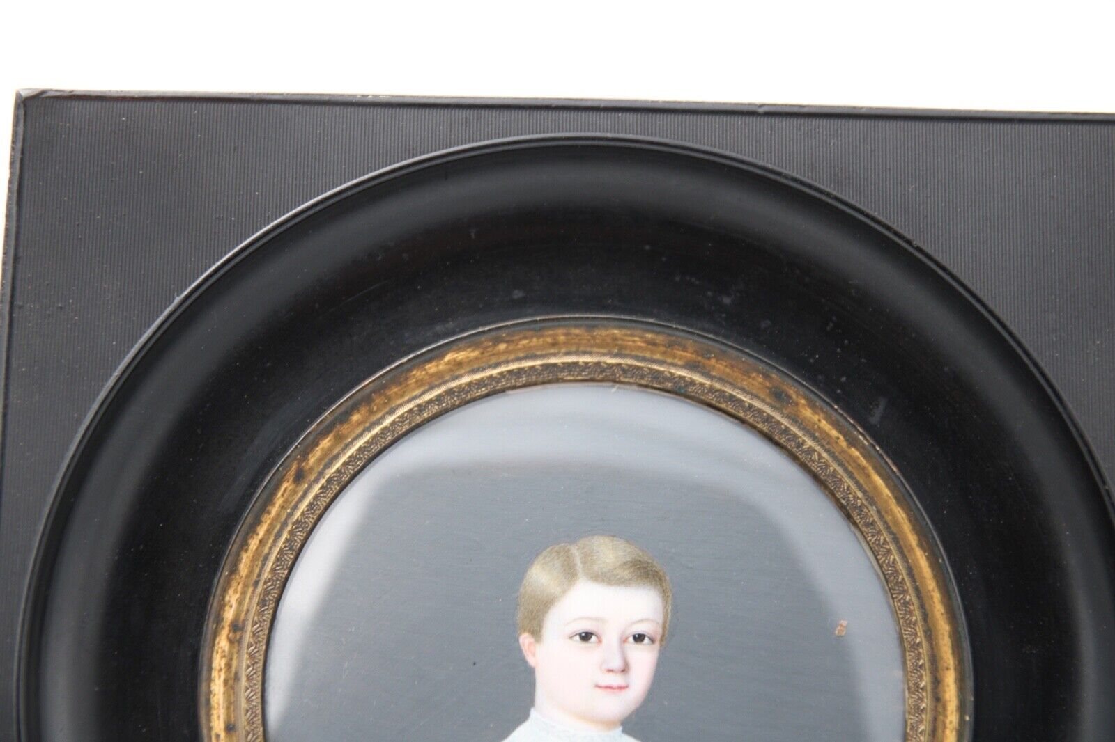 Miniature by p martin young child charles martin 1836 blackened frame