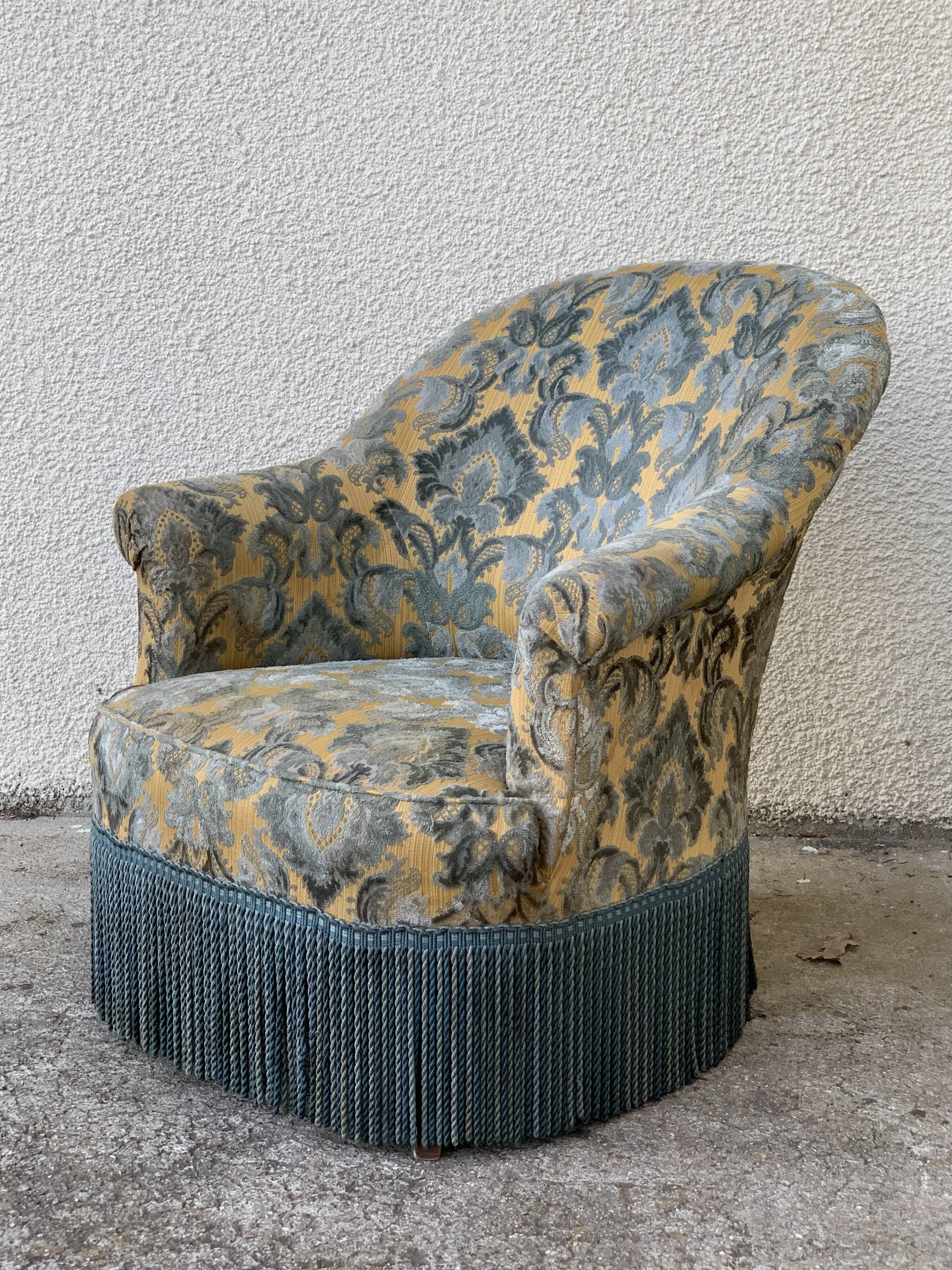 Toad armchair Flocked Velvet 1960