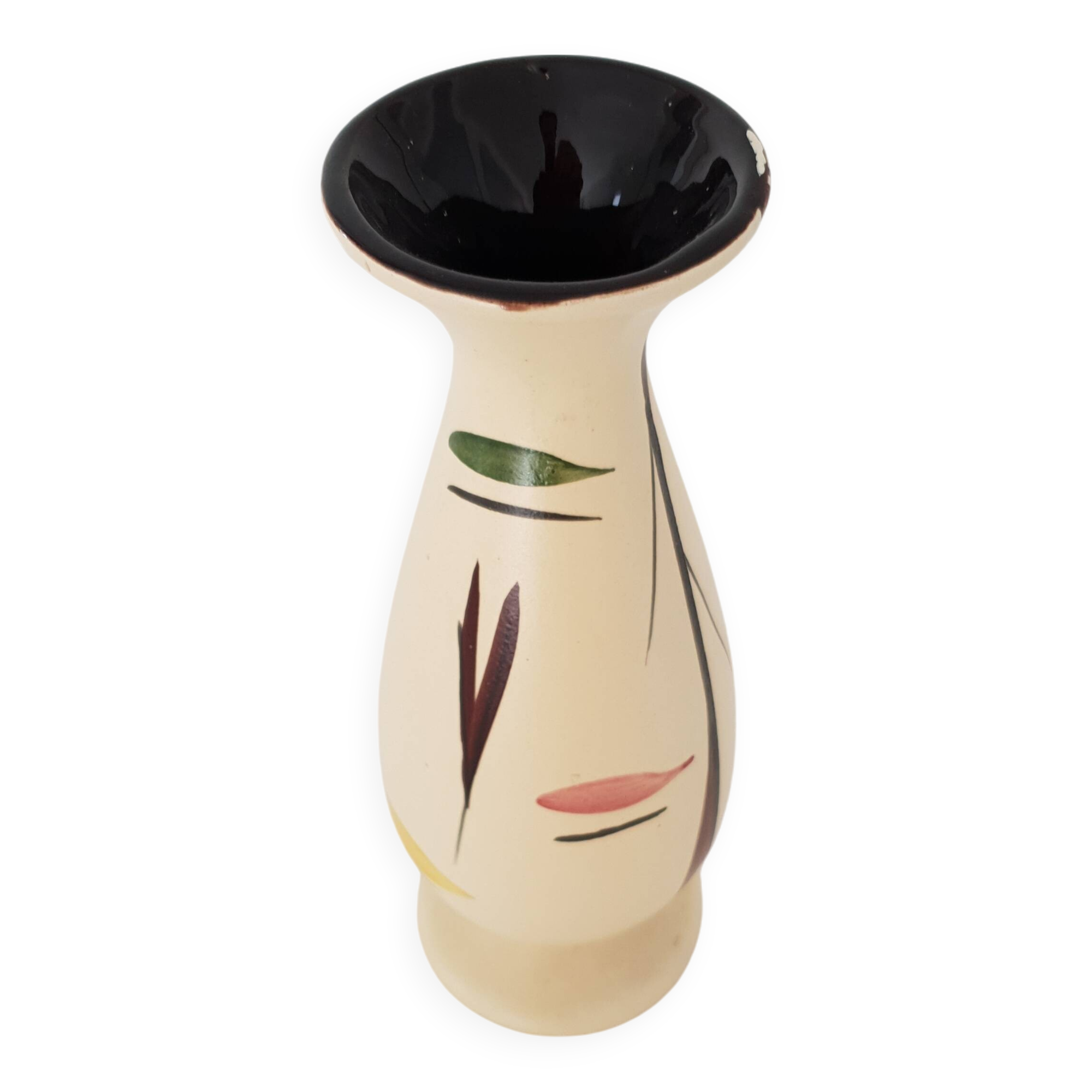 Ceramic vase with geometric shapes decoration signed Martine