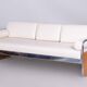 Bauhaus Tubular Sofa in Oak, Chrome-Plated Steel & High Quality Leather attributed to Hynek Gottwald, Czech, 1930s