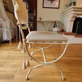 Dining table & 6 white wrought iron chairs Roche Bobois romantic style