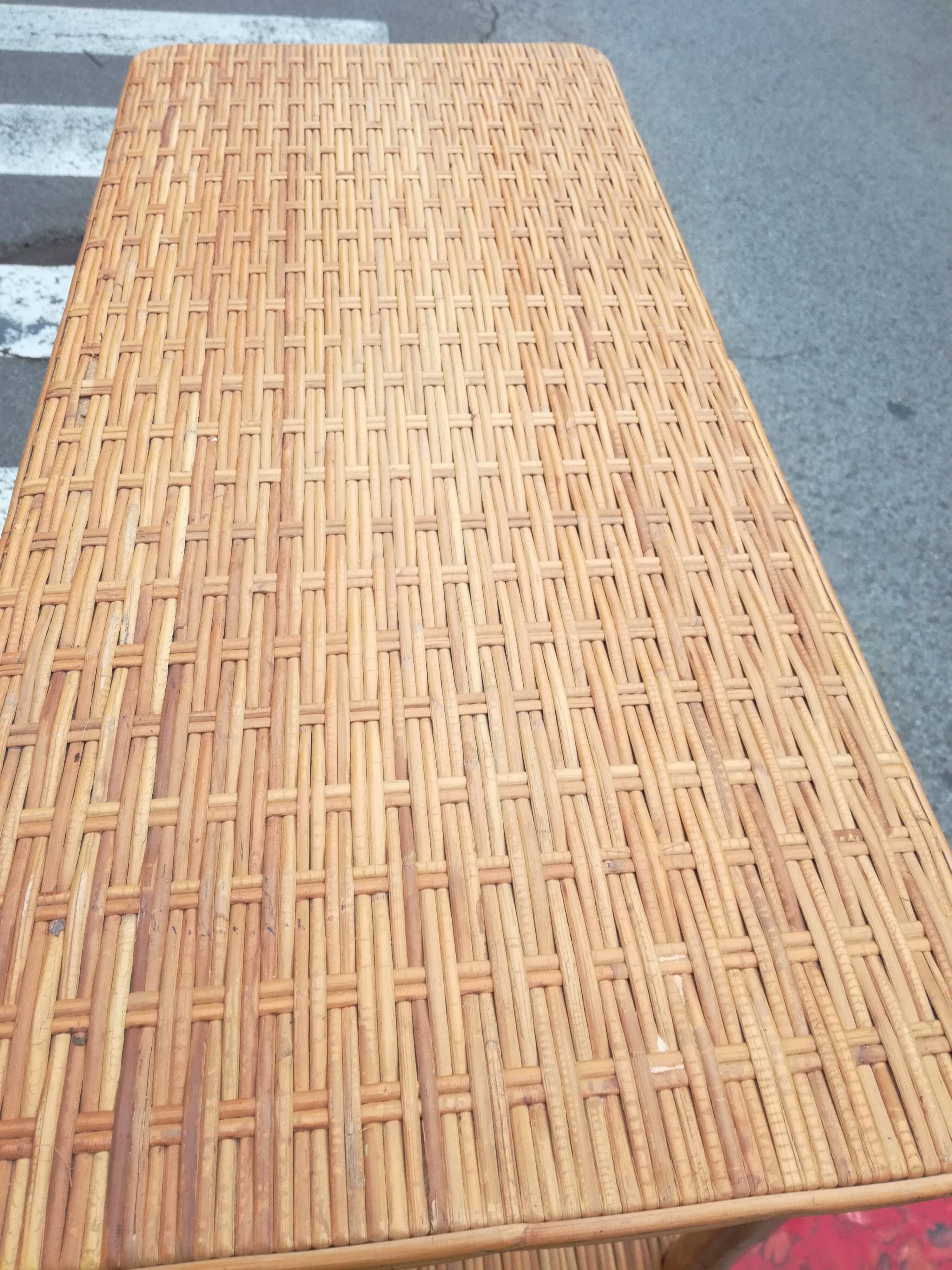 Rattan console table