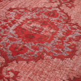 Handmade carved anatolian 1980s 215 cm x 341 cm red rug