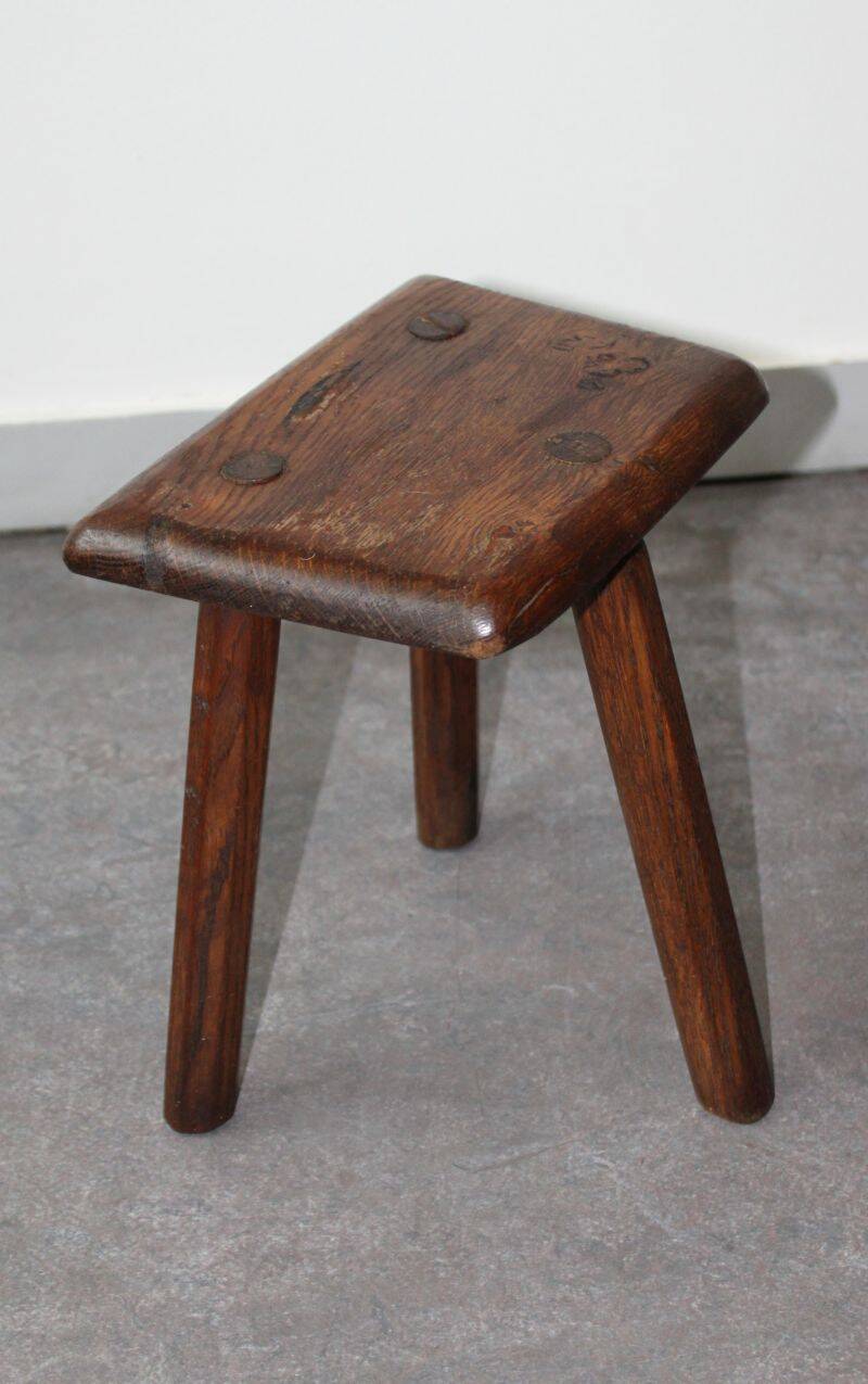 Brutalist tripod stool, 50s.