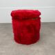 Pouf coffre moumoute rouge vintage