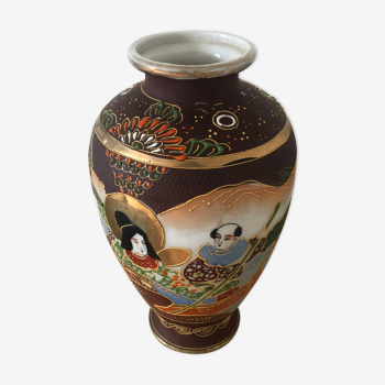 Vase artisanal japonais , peint à la main - début 20eme