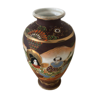 Vase artisanal japonais , peint à la main - début 20eme