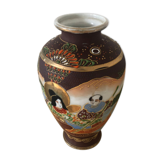 Japanese handmade vase, hand painted - early 20th