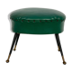 Vintage Italian green leatherette pouf with brass feet from 50s